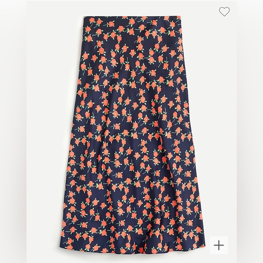 NWT J. Crew Gwyneth Slip Skirt Poppy Fields Floral Blue Orange Size Small